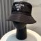 Prada 1HC137 Embroidered Logo Bucket Hat in Re-Nylon Black