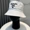 Prada 1HC137 Embroidered Logo Bucket Hat in Re-Nylon White
