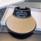 Prada Embroidered Logo Visor Hat in Cotton and Raffia Brown