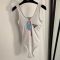 Prada Embroidered Triangle Logo Swimsuit Women Lycra White