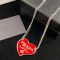 Prada Enamel Heart Necklace In Metal Silver/Red