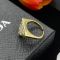 Prada Enamel Logo Triangle Ring In Metal Gold/White