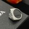 Prada Enamel Logo Triangle Ring In Metal Silver/White
