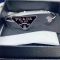 Prada Enamel Triangle Bangle Bracelet In Metal with Crystal Silver/Black