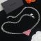 Prada Enamel Triangle Logo Necklace In Metal Silver/Rose