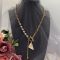 Prada Enamel Triangle Pendant Necklace in Metal with Crystals Gold/White