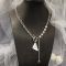 Prada Enamel Triangle Pendant Necklace in Metal with Crystals Silver/White