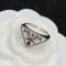 Prada Enamel Triangle Ring In Metal Silver/White