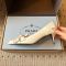 Prada Fringed Pointy Toe Pumps Women Leather Beige