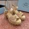 Prada High-Heeled Monolith Sandals Women Raffia Beige