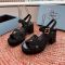 Prada High-Heeled Monolith Sandals Women Raffia Black