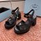 Prada High-Heeled Monolith Sandals Women Rubber Black