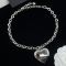 Prada Logo Heart Pendant Necklace in Metal Silver