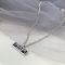 Prada Logo Nameplate Pendant Necklace in Metal Silver/Black