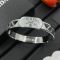 Prada Oval Enamel Logo Cut-Out Bangle Bracelet In Metal Silver/White