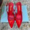 Prada Pointy Toe Slingback Pumps 75mm Women Brushed Leather Red