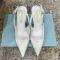 Prada Pointy Toe Slingback Pumps 75mm Women Brushed Leather White
