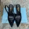 Prada Pointy Toe Slingback Pumps 75mm Women Suede Black