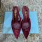Prada Pointy Toe Slingback Pumps 75mm Women Suede Burgundy