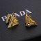 Prada Rose Triangle Stud Earrings In Metal Gold