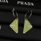 Prada Smalto Embellished Logo Pendant Earring in Metal Silver/Green