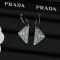 Prada Smalto Embellished Logo Pendant Earring in Metal Silver/Light Blue