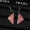 Prada Smalto Embellished Logo Pendant Earring in Metal Silver/Rose