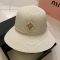 Prada Square Logo Bucket Hat in Raffia White