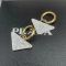 Prada Symbole Pendant Hoop Earrings In Metal Gold/White