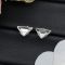 Prada Triangle Crystal Earrings In Metal Silver
