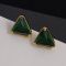 Prada Triangle Crystal Logo Earrings In Metal Gold/Green