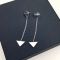 Prada Triangle Enamel Chain Drop Earrings In Metal Silver/White