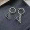 Prada Triangle Enamel Logo Earrings In Metal Silver/Black