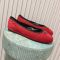 Prada Triangle Logo Ballerinas Women Suede with Strap Red