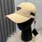 Prada Triangle Logo Baseball Cap in Cotton with Leather Logo Patch Khaki