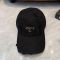 Prada Triangle Logo Baseball Cap in Distressed Cotton Black