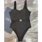 Prada Triangle Logo Belt Swimsuit Women Lycra Black