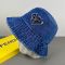 Prada Triangle Logo Bucket Hat in Denim Blue