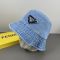 Prada Triangle Logo Bucket Hat in Denim Light Blue