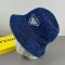 Prada Triangle Logo Bucket Hat in Denim Navy Blue