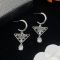Prada Triangle Logo and Crystal Drop Earrings In Metal Silver/Black