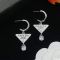 Prada Triangle Logo and Crystal Drop Earrings In Metal Silver/White