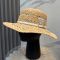 Prada Triangle Logo Cut-out Wide Brim Sun Hat in Raffia Beige/White
