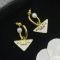 Prada Triangle Logo Hoop Earrings In Metal with Pearl Gold/White