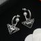 Prada Triangle Logo Hoop Earrings In Metal with Pearl Silver/Black