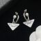 Prada Triangle Logo Hoop Earrings In Metal with Pearl Silver/White