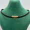 Prada Triangle Logo Necklace in Saffiano Leather Black/Gold