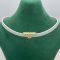 Prada Triangle Logo Necklace in Saffiano Leather White/Gold