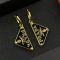 Prada Triangle Logo Pendant Earrings In Metal with Crystals Gold/Black
