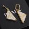 Prada Triangle Logo Pendant Earrings In Metal with Crystals Gold/White